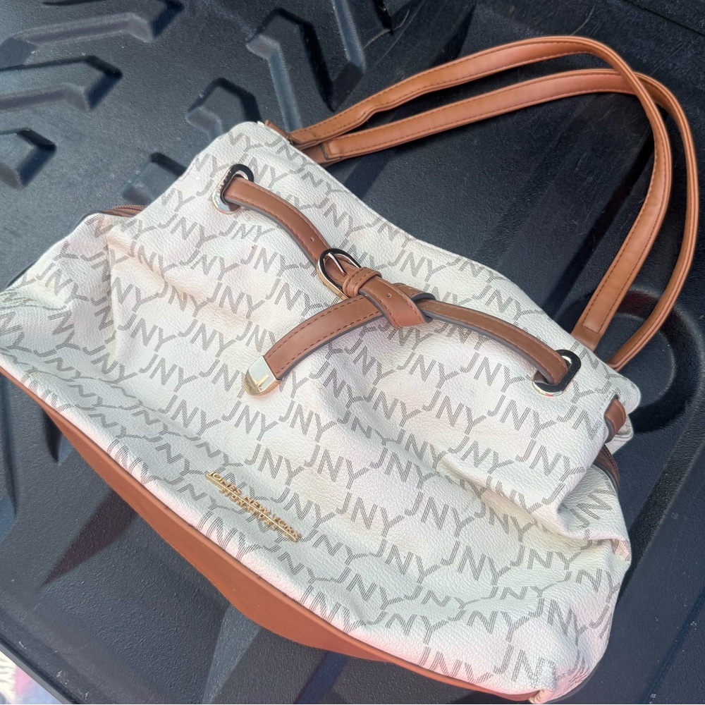Brown and Cream Women's Bag